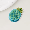 Creatieve ananas haarklem van lichtblauw acetaat met glanzende groene strasstenen - Blauw