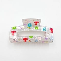 Square acrylic hair claw clip with colorful letters and pearlescent white finish - Square Letter (10cm)