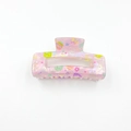 Translucent lavender Easter hair claw clip with colorful rabbit and floral egg patterns - Square Pink Purple 8.3cm