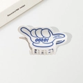 Creative hand-gesture acrylic hair claw in cream white with blue pop art line design - Thumbs Up Gesture Style (Style D)