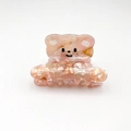Sweet pink marble acrylic hair claw clip featuring a cute cartoon bear head design - Khaki Bear