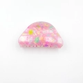 Pink translucent Easter hair claw clip with cute bunny and colorful egg patterns - Semicircle Pink 8.3cm