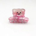 Cute pink marble pattern bear claw clip with sweet cartoon paw prints hair accessory - Pink Bear