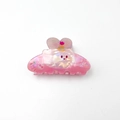 Pink Easter bunny hair claw clip with marble texture and festive egg patterns - Rabbit Pink 8cm