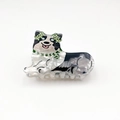 Cute Border Collie hair claw clip with black white marble texture and floral pattern - Border Collie