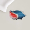 Blue ocean-themed seashell hair claw clip with dark polka dots for women's hairstyling - Conch 9.2cm