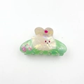 Easter claw clip featuring a white bunny with colorful eggs and Easter text design - Rabbit Green 8cm