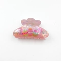Pink translucent Easter hair claw clip featuring colorful festive egg patterns - Petal Pink 8cm