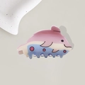 Pink and blue gradient dolphin hair claw clip with a glossy finish for women - Dolphin 9.2cm