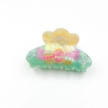 Easter hair claw clip with floral top and colorful egg pattern in yellow-green finish - Petal Yellow 8cm