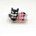 Cute acetate hair claw clip featuring a cartoon dog in a red striped blanket - Schnauzer (8cm)