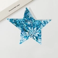 Pince à cheveux étoile bleue pailletée en acrylique avec motifs de flocons de neige - 10,1 cm / Style Flocon de Neige / Bleu