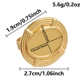 Detailed view of golden oval ring base with woven edges and precise size measurements - Gold
