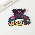 Bunte Acetat-Haarklammer mit Marmormuster und rosa Herzakzenten für Damen - 8.6cm / Blaugrün