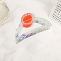 Elegant marble texture hair claw clip with colorful acetate and pearl embellishment - 7.7cm / Pearl Red