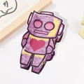 Lila glitzernde Haarklammer in Roboterform mit süßem Herz und Cartoon-Design - 9cm / Lila