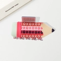 Pencil shaped acetate hair claw clip with XOXO pattern and colorful color block design - XOXO Color Block Heart Style (F)