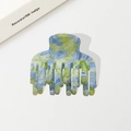 Pince à cheveux motif marbre bleu et vert avec ressort robuste pour femmes - Style Marbre Bleu Vert (Style E-5.5cm)