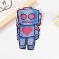 Blauer Glitzer-Roboter-Haarklammer mit rosa Augen und Herz-Detail auf Weiß - 9cm / Blau