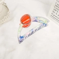 Marbled acetate hair claw clip with colorful resin swirls and faux diamond accents - 7.7cm / Rhinestone Red