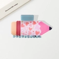 Pink heart-patterned pencil hair claw clip with light blue teeth and creative design - Pink Blue Contrast Heart Print Style (G)