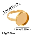 Macro view of adjustable golden stainless steel ring base with 16mm round flat tray - J967-G