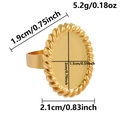 Detailed size specifications for an adjustable oval gold-plated stainless steel ring base - Retro Twisted Oval (J974 Gold)