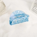 Elegant blue marble acetate hair claw clip with stylish Korean minimalist design pattern - 8.2cm / Light Blue