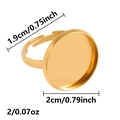 Macro shot showing dimensions of golden stainless steel adjustable bezel ring base for DIY - J969-G
