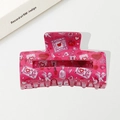 Pince à cheveux fuchsia avec motifs de cœurs et cupidon pour coiffure romantique - 8.2cm / Style F (Rose ange enveloppe)