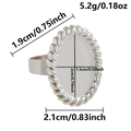 Detailed macro view showing silver oval ring base with twisted rope edge and dimensions - Retro Twisted Oval (J974 Steel Color)