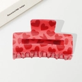 Pince à cheveux rectangulaire rouge translucide avec motif de cœur pour femme - 8.2cm / Style H (Rouge translucide rectangulaire)
