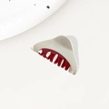 Minimalist cream and wine red dual-color hair claw clip with a polished finish - White Red / 9cm