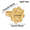 Support de bague fleur dorée avec mesures de taille détaillées et étiquettes de poids - Base de Bague Forme Florale Seule (Sans Partie Supérieure) (J980-G Couleur Or) / Or