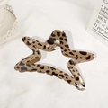 Star-shaped leopard print hair claw clip with golden metal spring for elegant styling - 11cm