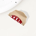 Minimalist cream and dark red hair claw clip with a glossy finish for elegant styling - Irregular Beige Red / 9cm