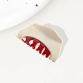 Minimalist red and cream contrasting color hair claw clip for elegant women styling - Irregular White Red / 9cm