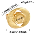 Detail view of irregular gold oval ring with brushed texture and exact dimensions - Gold