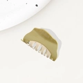 Minimalist olive green and cream hair claw clip with a glossy finish for women - Irregular Green / 9cm