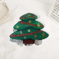 Pinza per capelli a forma di albero di Natale verde scintillante con glitter rossi e oro - Albero di Natale