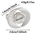 Detail view of irregular silver oval ring showing brushed texture and 4.9g weight specs - Steel