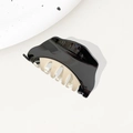 Elegant black and cream contrast hair claw clip with a glossy minimalist resin finish - Irregular Black White / 9cm