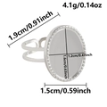 Detailed macro view of adjustable oval stainless steel ring base with dimensions - Engraved Oval Base (J992 Steel Color)