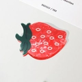 Cute strawberry hair claw clip in vibrant red resin with green leaf handle - Large Strawberry 5.9cm