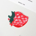 Cute red strawberry hair claw clip with green leaf and white dots for women - Small Strawberry 5.4cm