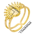 Detailed view of golden adjustable ring blank with dimensions in inches and centimeters - Sunflower Crown Base (J662 Gold)