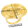 Detailed dimensions of gold stainless steel open ring base for gemstone setting - Hammered Concentric Base (J717 Gold)