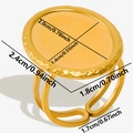 Detail view of gold stainless steel oval signet ring setting with precise size measurements - Double Bar Oval Base (J800 Gold)