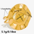 Detailed size specifications of golden wavy ring with 18k plating and 5.1g weight - Wave Pattern Disc (J891 Gold)
