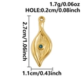 Macro detail of a golden eye-shaped pendant with a blue crystal and dimension markings - Gold-Sky Blue Rhinestone (S3169-G-Sky Blue)
